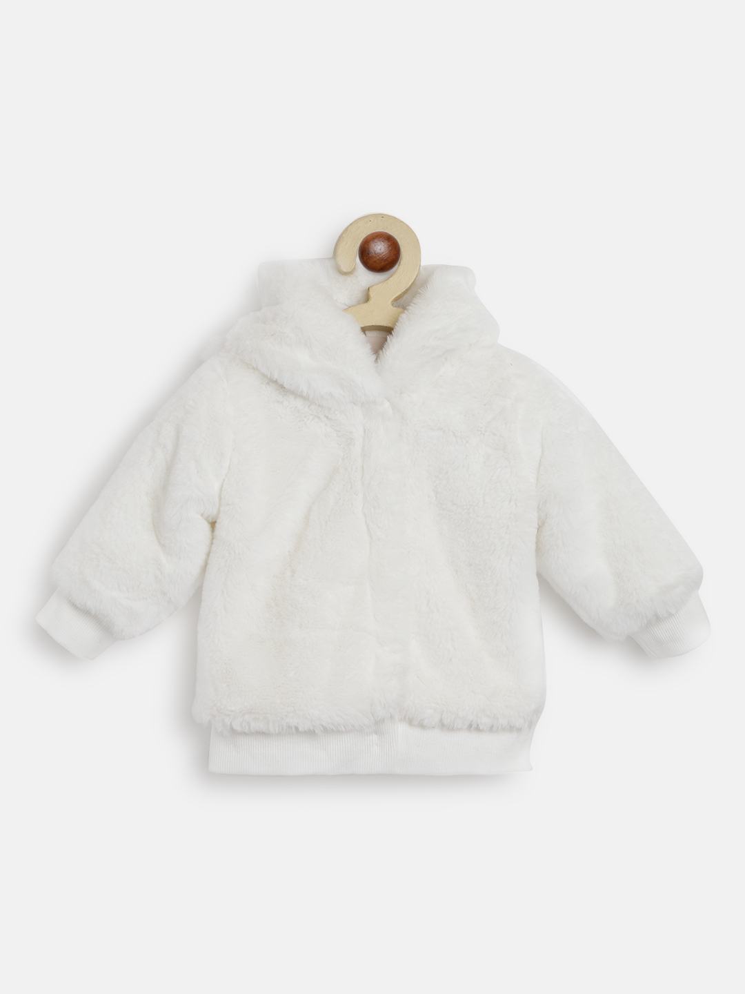 Hooded Faux Fur Cardigan-White